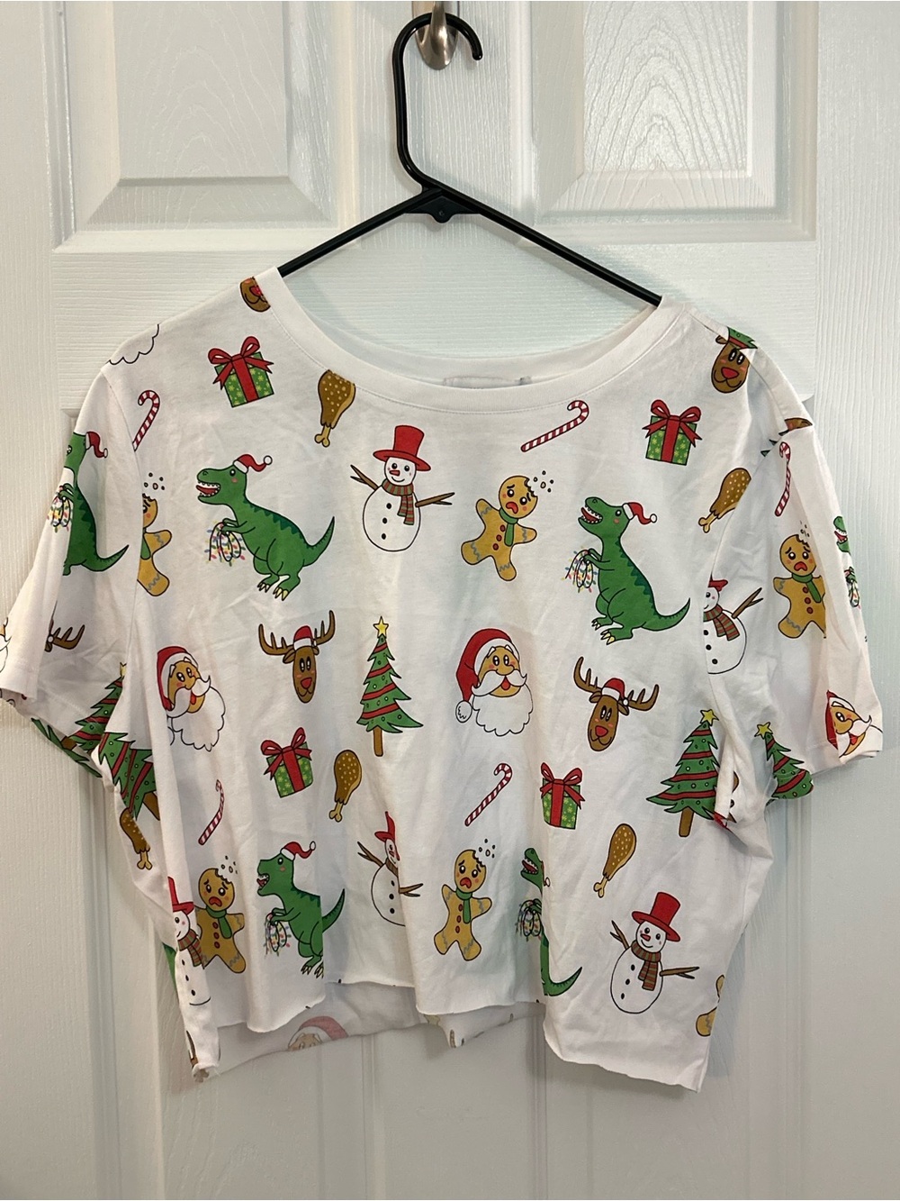 Forever 21+ Christmas Graphic Crop Top 1X Holiday Dinosaur Gingerbread